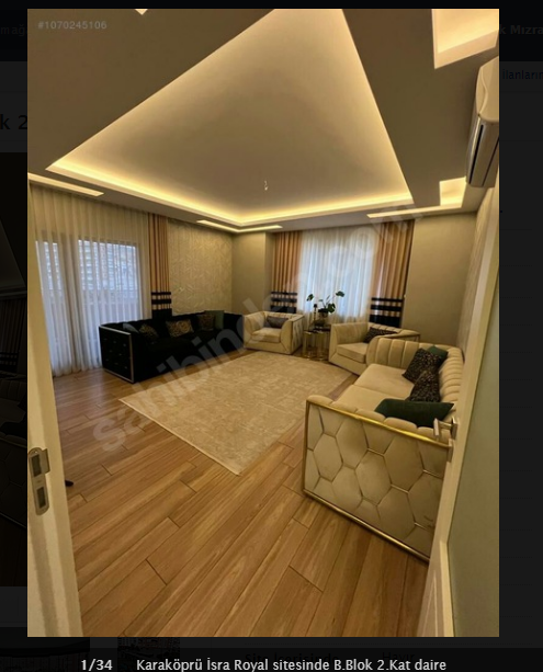 KARAKÖPRÜ İSRA ROYAL SİTESİNDE B.BLOK 2.KAT SATILIK DAİRE
