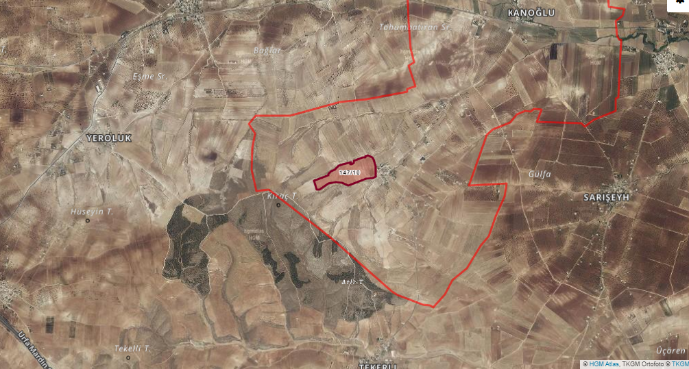 HALİLİYE KANOĞLUNDA TARLA 127.546 M2DEN 12.000 M2 SATILIKTIR 600 TLM2