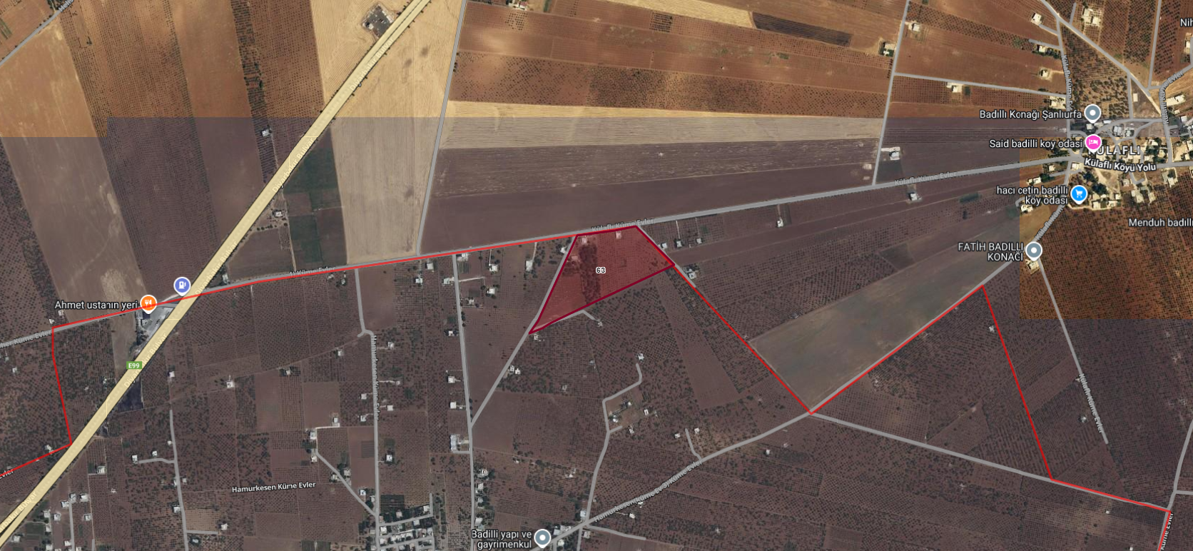 KARAKÖPRÜ HAMURKESENDE 47.100M2 İÇİNDEN 8.000M2 SATILIK TARLA 2.000TL/M2 