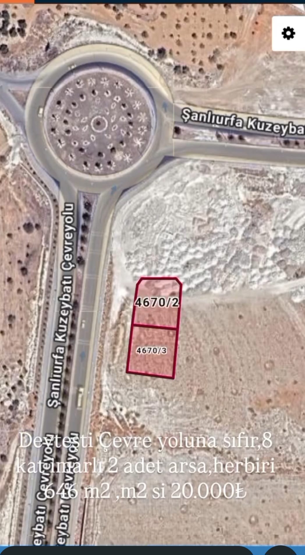 HALİLİYE SÜLEYMANİYE DEVTEYŞTİNDE ARSA 422 M2 8.000 TLM2